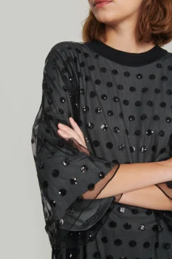 Embroidery Mesh Bluse