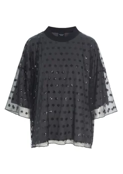 Embroidery Mesh Bluse